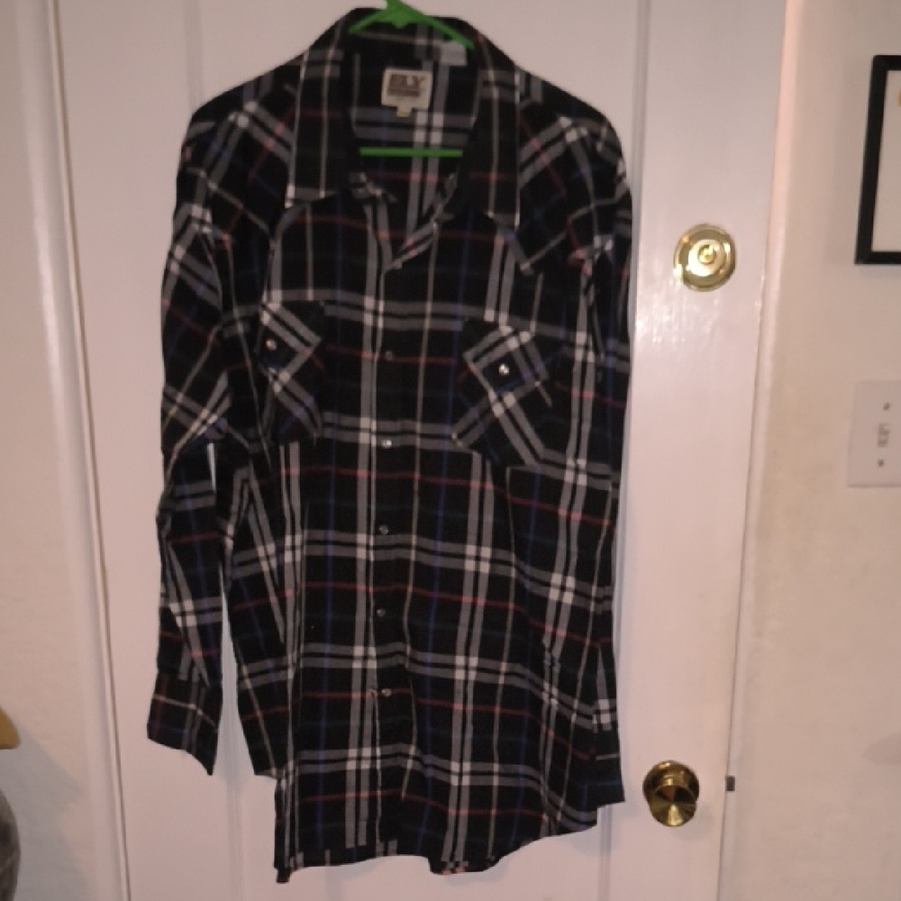 Ely Cattleman | Black Plaid Casual Button Down Shirt